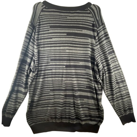 Shaquille O'Neal Mens Size 4XLT  Button Front Cardigan Black Linear Stripe - Picture 2 of 10